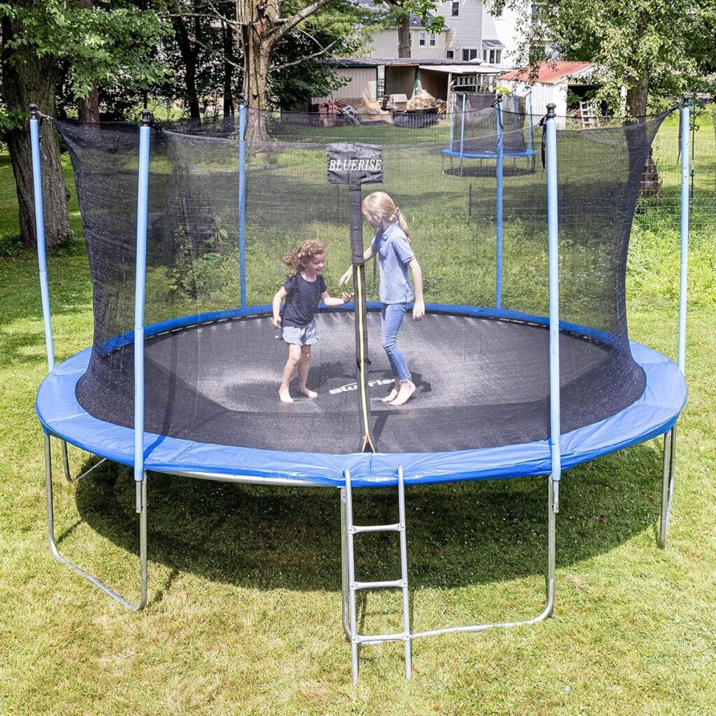 BLUERISE Trampoline 14FT Toddler Trampoline with Enclosure Net