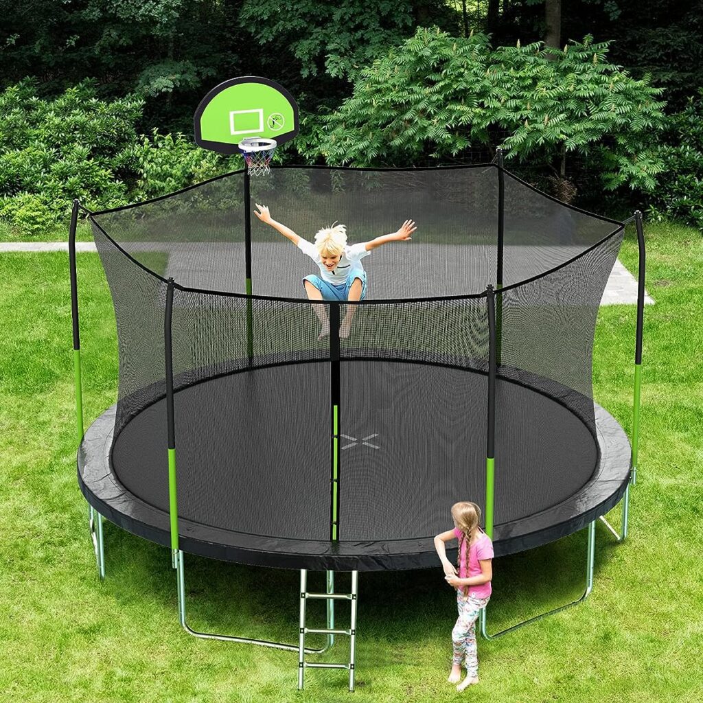 AOTOB 8FT 10FT 12FT 14 FT 15FT Trampoline with Safety Enclosure Net