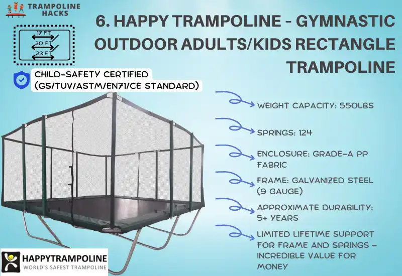 Happy Trampoline – Gymnastic Outdoor Adults_Kids Rectangle Trampoline