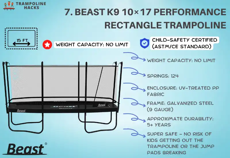 Beast K9 10×17 Performance Rectangle Trampoline