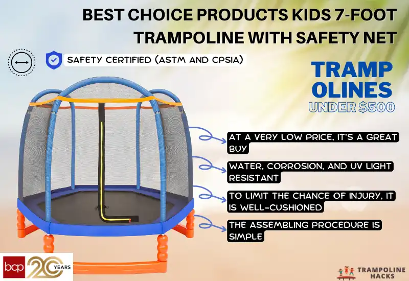 Best Choice Products Kids 7-Foot Trampoline with Safety Net