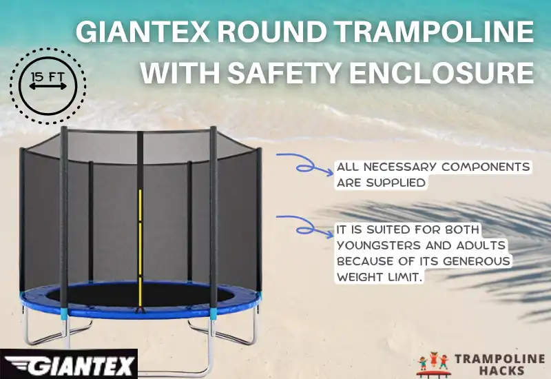 Giantex Round Trampoline with Safety Enclosure