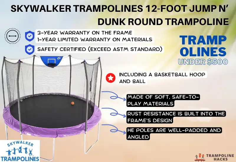 Skywalker Trampolines 12-Foot Jump N’ Dunk Round Trampoline