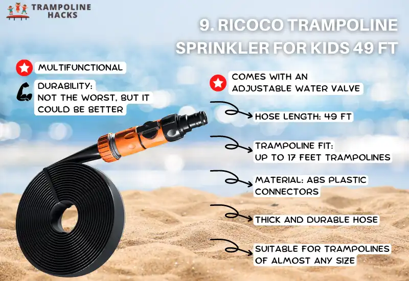 Ricoco Trampoline Sprinkler for Kids 49 Ft