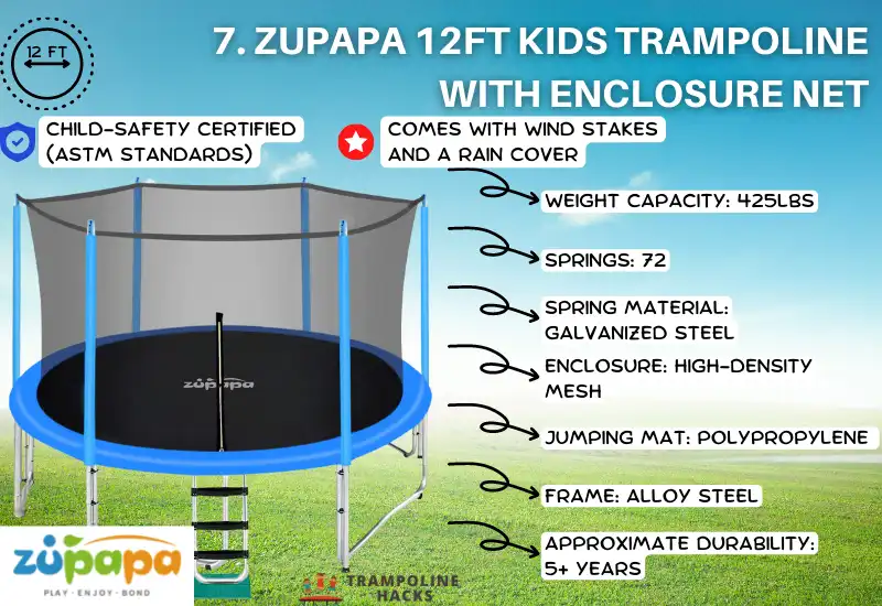 Zupapa 12FT Kids Trampoline with Enclosure net