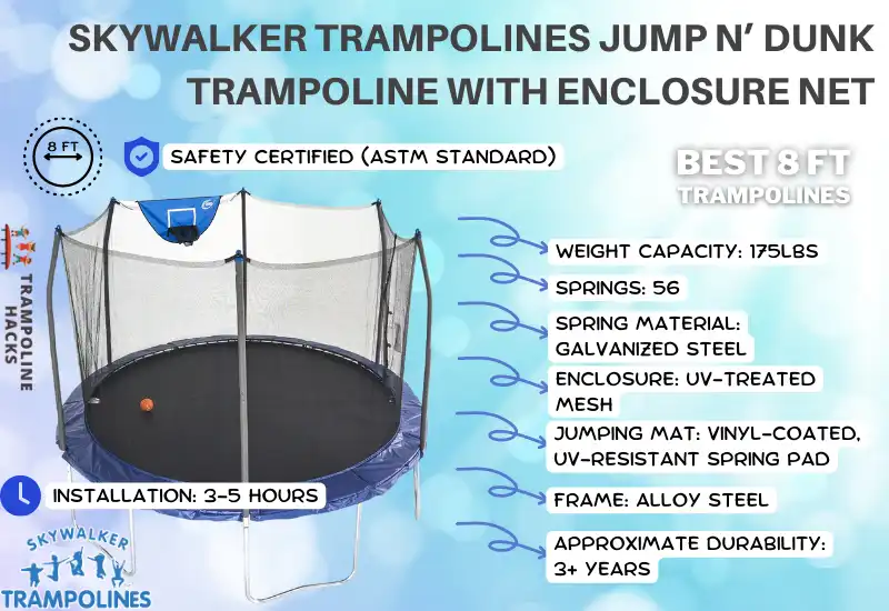 Skywalker Trampolines Jump N’ Dunk Trampoline with Enclosure Net